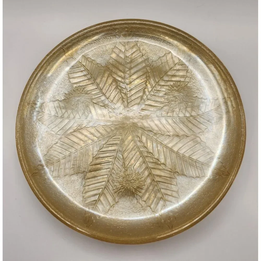 3 Vintage French Luminarc CHATAIGNIER Plates‎ Gold Iridescent Chestnut Tree